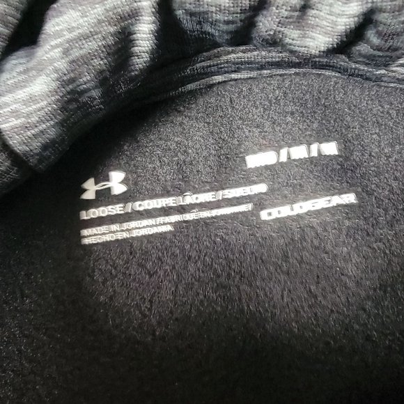 Under Armour Mens Medium Black Big Logo Hoodie Graphic Print Long Sleeve - Picture 3 of 9